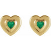 14K Yellow Heart Stud Earrings