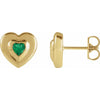 14K Yellow Heart Stud Earrings