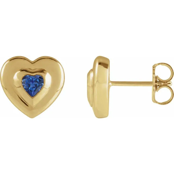 14K Yellow Heart Stud Earrings