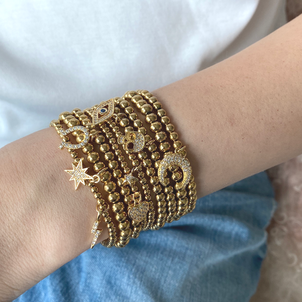 Sophie Elastic Bead Bracelet with Charm