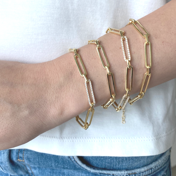 Oval & Pave Link Bracelet