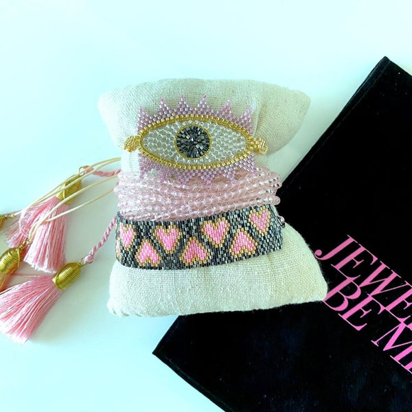 Pink Hearts Miyuki Bracelets Set