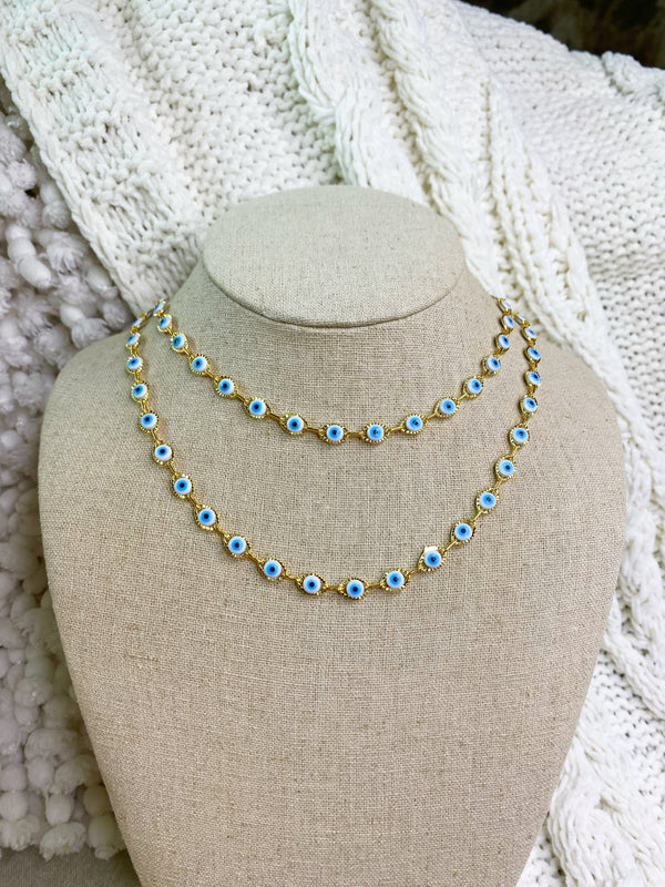 White Evil Eye Necklace