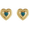 14K Yellow Heart Stud Earrings