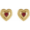 14K Yellow Heart Stud Earrings